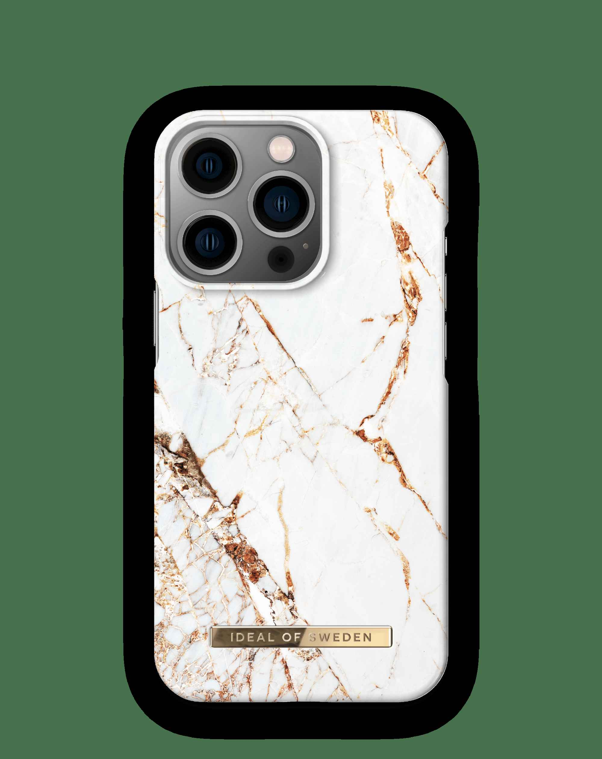 Fashion deksel iPhone 13 Pro CARRARA GOLD with elegant marble design, protective polycarbonate case by Ideal of Sweden.